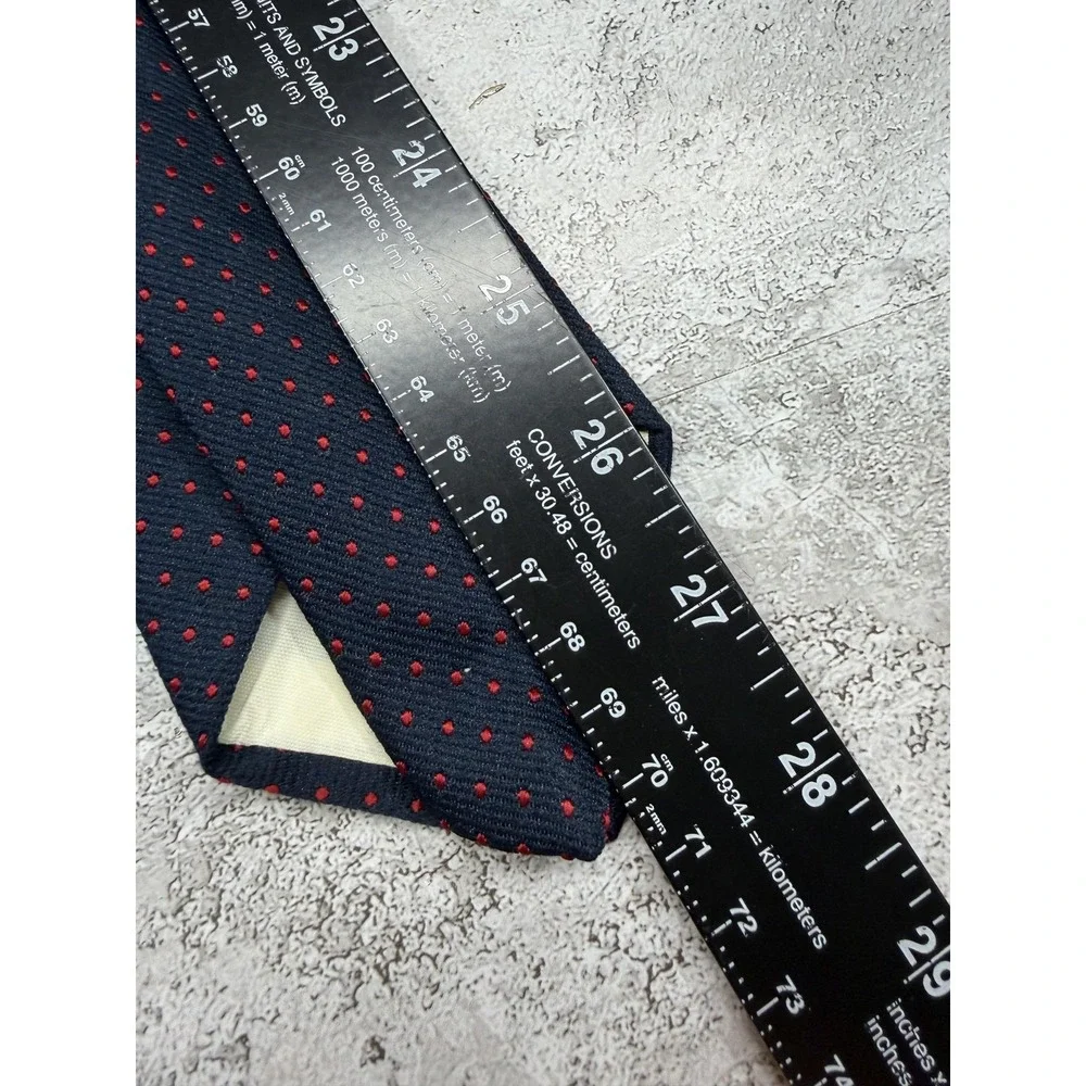 Christian Dior Tie Men OS Blue Red Polka Dot Silk Blend Embroidered Logo Vintage